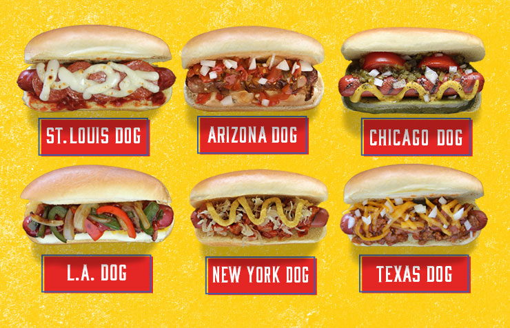 St. Louis Dog, Arizona Dog, Chicago Dog, L.A. Dog, New York Dog, Texas Dog